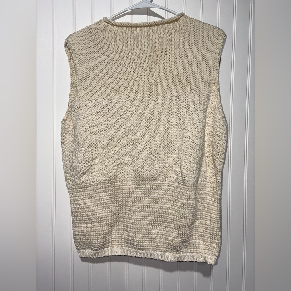 Vintage Liz Claiborne Cream Knit Sleeveless Sweater| Size Large